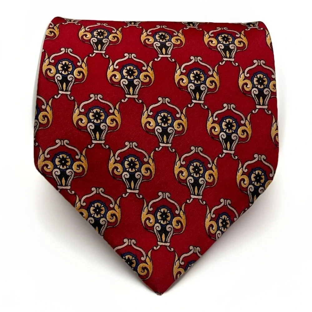 Stafford Executive 100% Silk USA‎ Made Red Geometric Neck Tie Business Formal